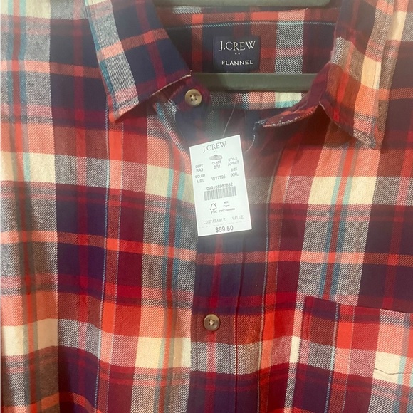 J.Crew Long-Sleeve Flannel Check Shirt, Men's Size XL (approx.) cotton blue type Vintage Second Hand